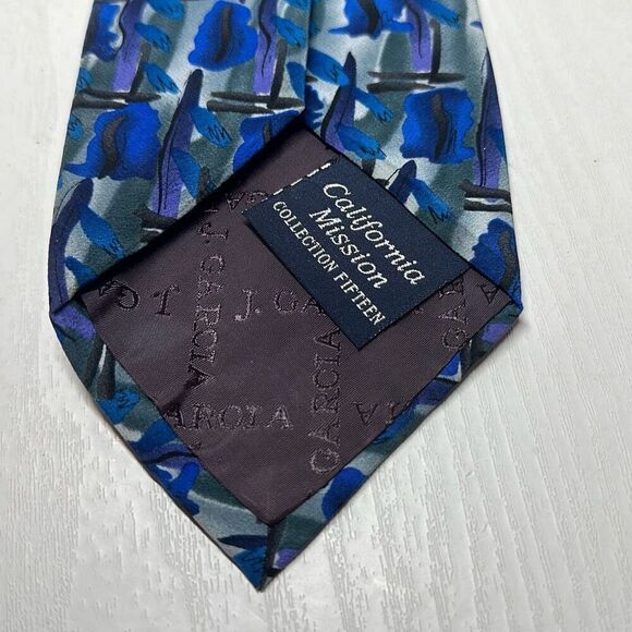 J. Garcia Men's Necktie Tie Silk California Mission Collection Fifteen 58" Blue - Picture 2 of 4